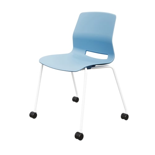 KFI Studios Imme 31"H Armless Stack Chair With Caster Base, Sky Blue